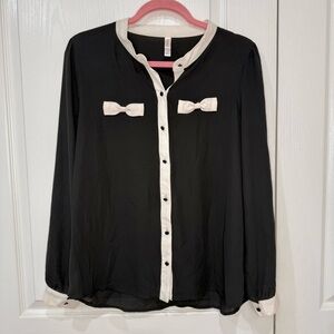 Xhilaration Bow Pocket Button-Up Blouse